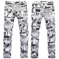 Mens Fashion Jeans Street newspaper style 5011# Pure cotton high quality