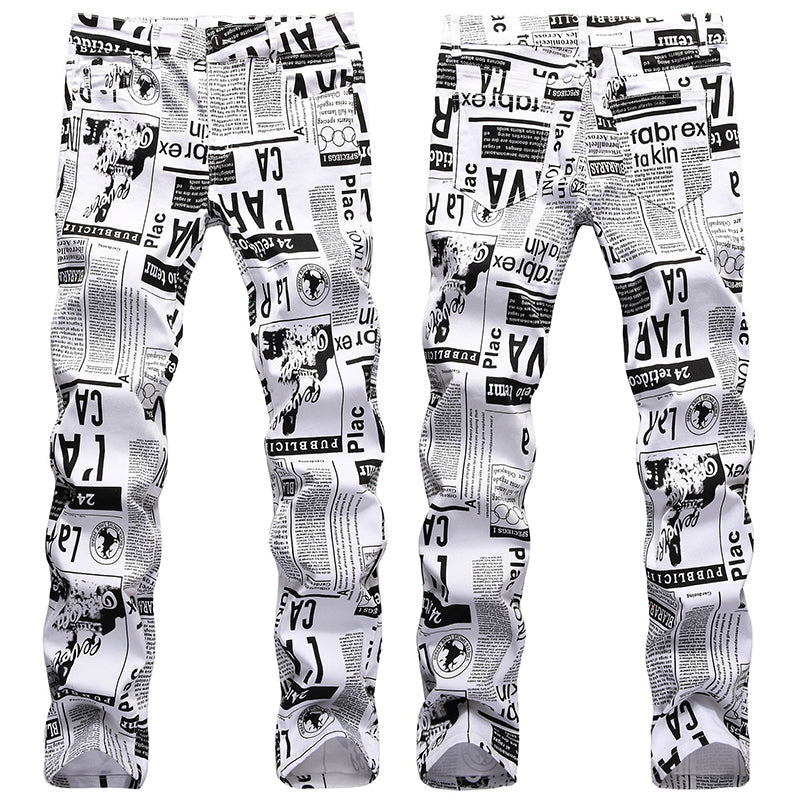Mens Fashion Jeans Street newspaper style 5011# Pure cotton high quality