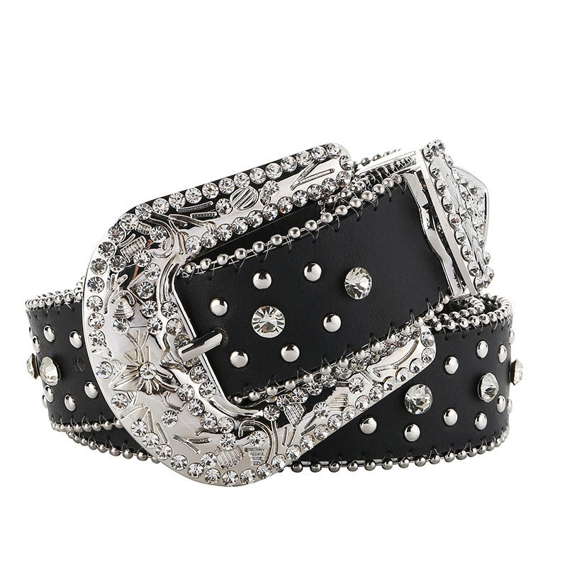 Hip-hop punk rhinestone belt kids cross retro punk style