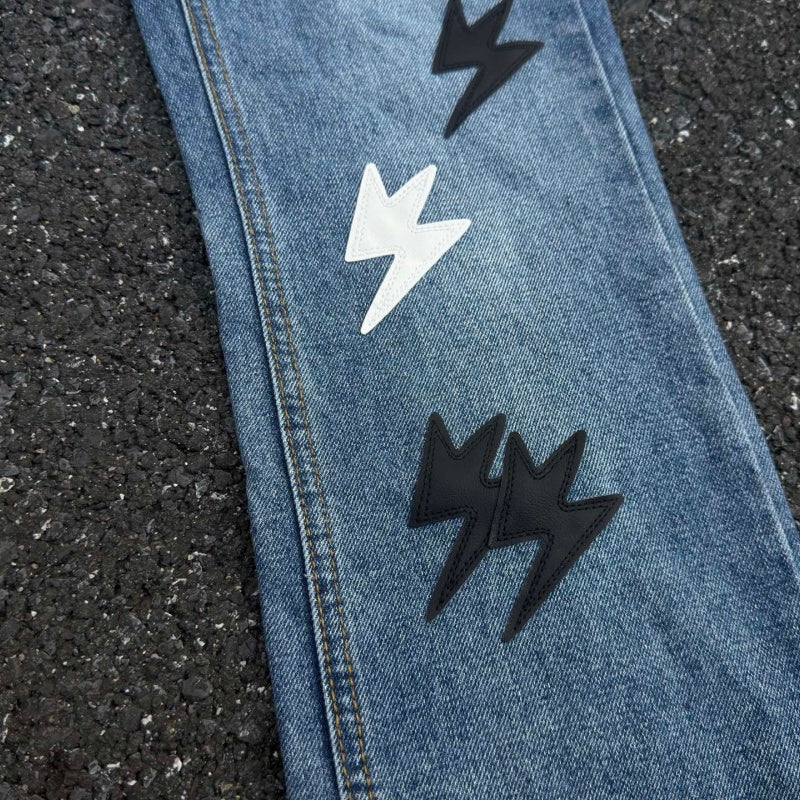 Lightning Pattern Jeans High-quality high-street pure cotton trousers