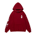 ERD Hoodie Burgundy Pigment Washed Oversized Pullover Chest Mini Emblem Circular Collage Portrait Back Print Allover Sleeve Graphics
