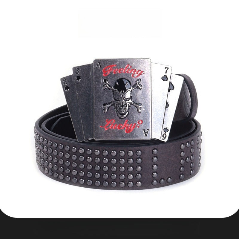 Hip-hop punk rhinestone belt poker board buckle