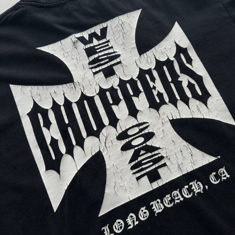 ERD T Shirts Distressed Iron Cross Letter Print Oversized Black Daily Street