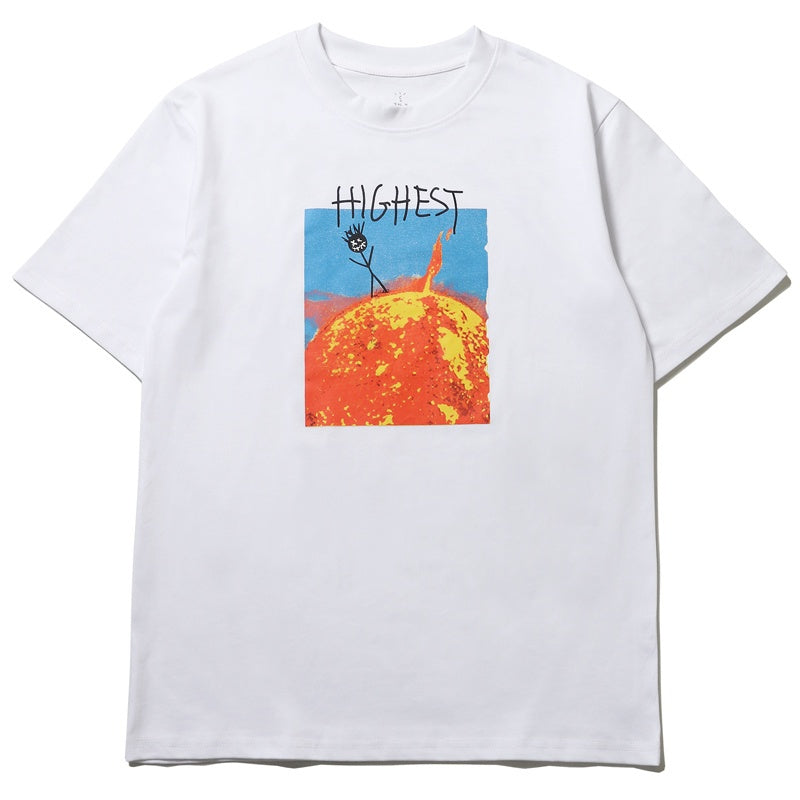 Mens T-shirt Vintage American-style Travis Scott abstract stick-figure letter puff print