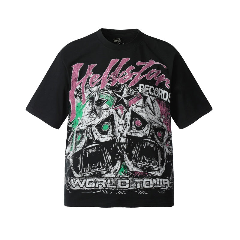 Vintage-style American T-shirt Skull World Tour Rock Graphic Tee