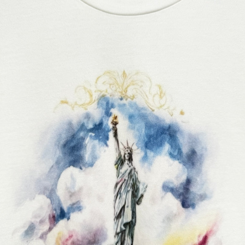 Unisex Vintage T Shirts SAINT MICHAEL × Takashi Murakami Collaboration: "Statue of Liberty" Oil Painting Graphic (Limited Edition). Features heavyweight 320g fabric (retaining its weight after washing) and authentic vintage construction with single-s