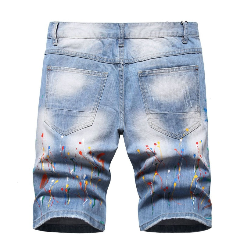 Denim shorts High-quality trendy casual pure cotton Non-stretch plus-size men's clothing
