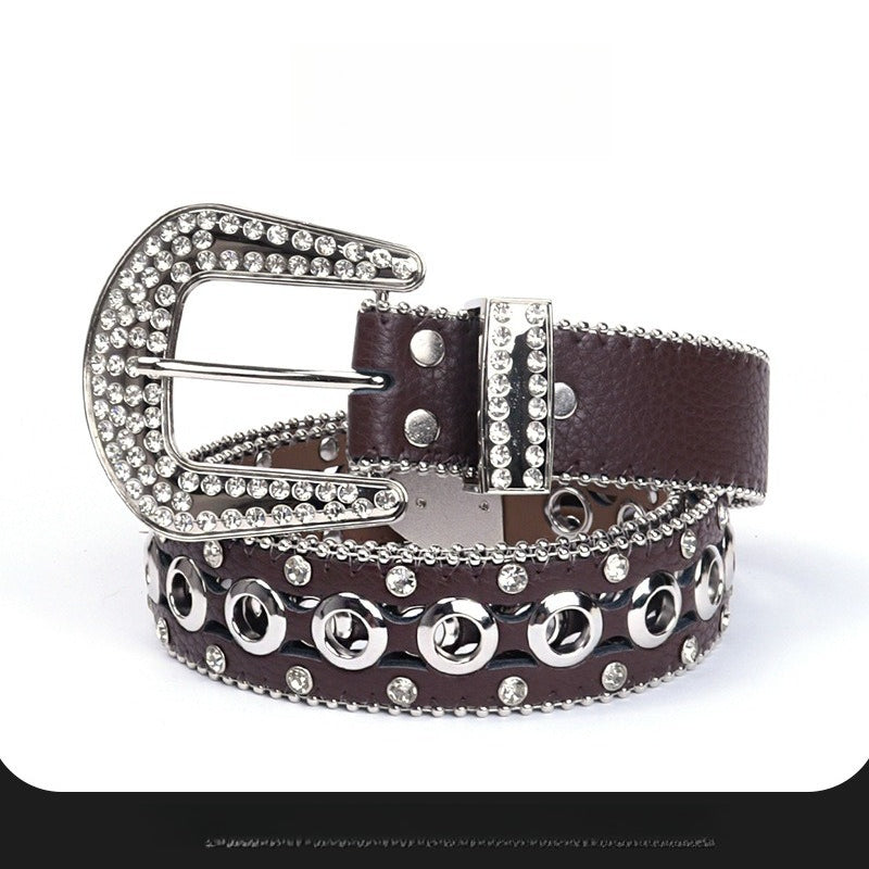 Hip-hop punk rhinestone belt rhinestone elegant eye punk style