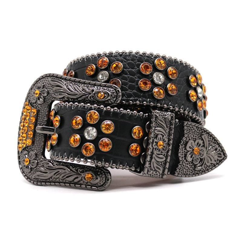 Hip-hop punk rhinestone belt punk style
