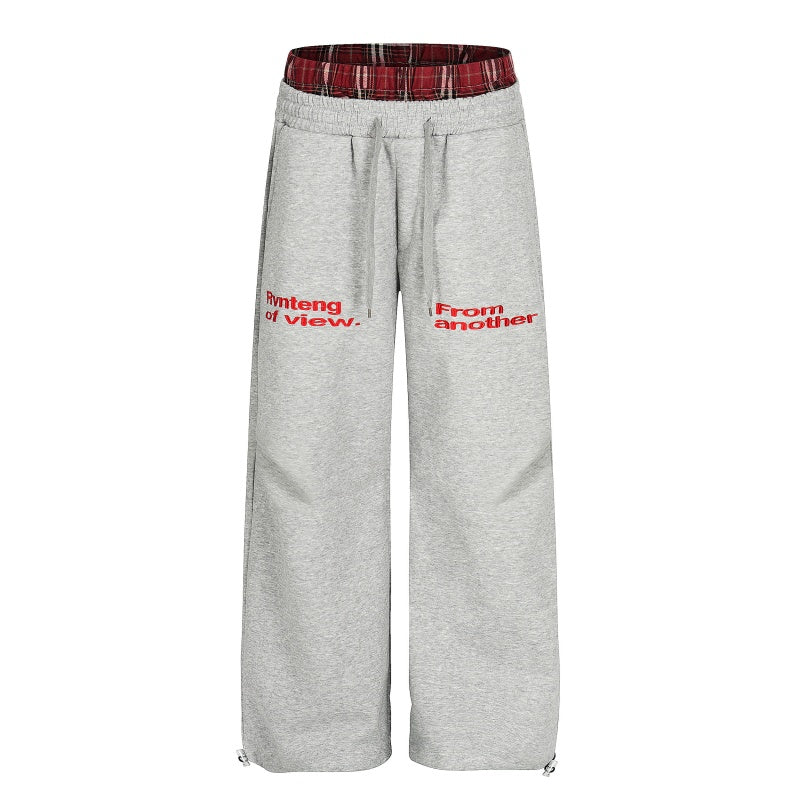 American-style streetwear harem pants Grunge Plaid Waistband Letter Relaxed Joggers