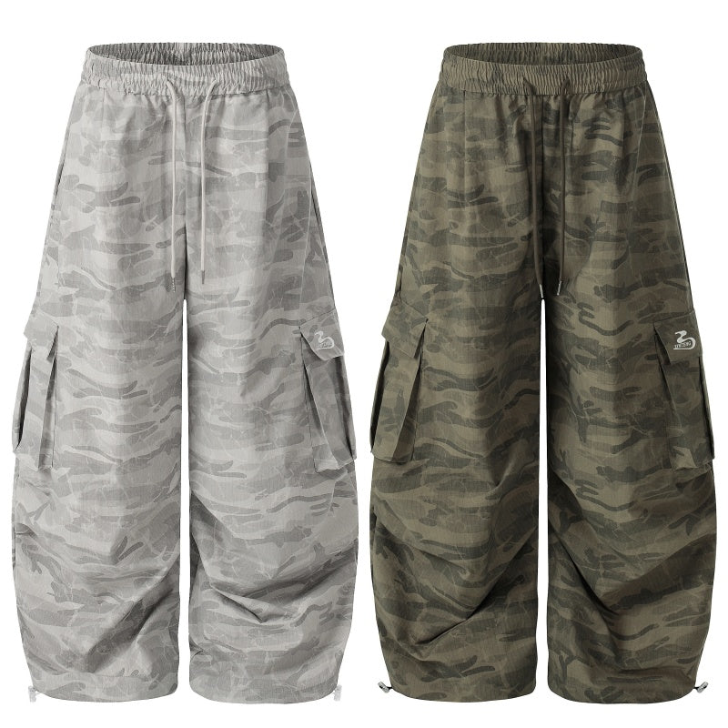 American-style streetwear harem pants Streetwear Camo Ruched Cargo Trousers