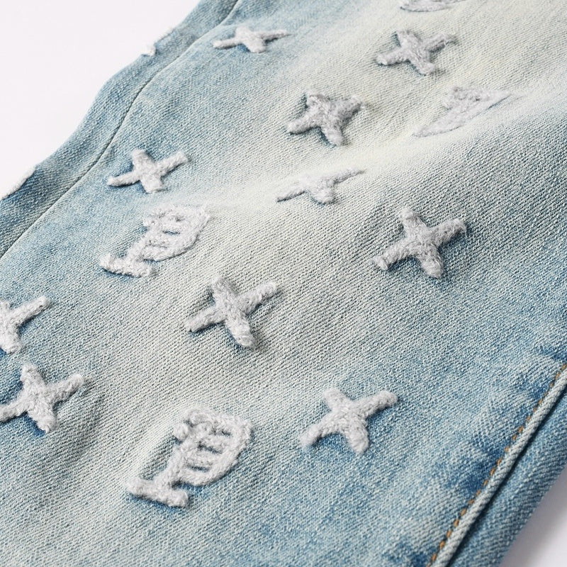 Purple brand Jeans High-quality pure cotton streetwear trousers embroidery