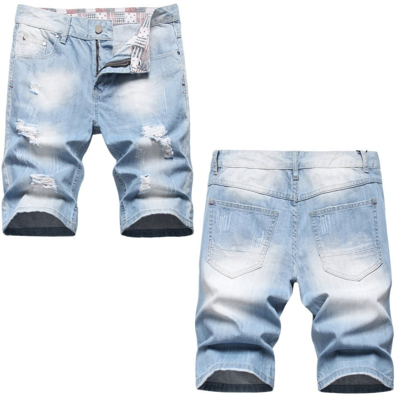 Denim shorts High-quality trendy casual pure cotton Non-stretch plus-size men's clothing