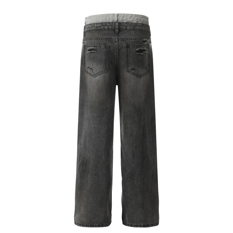 American-style streetwear harem pants Oversized Relaxed Fit Destroyed Denim Pants