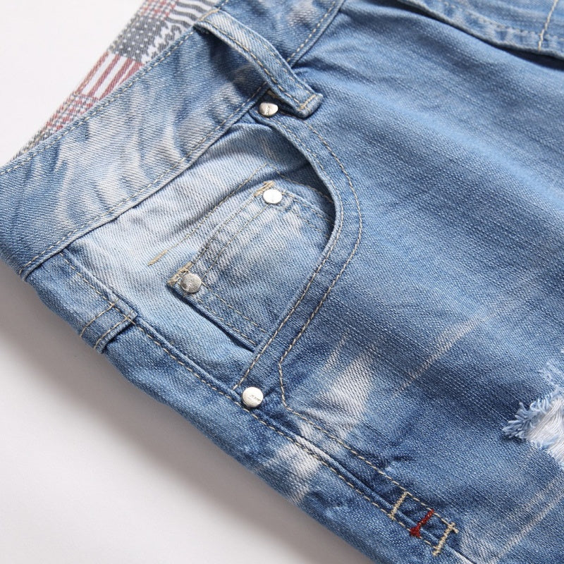 Denim shorts High-quality trendy casual pure cotton Non-stretch plus-size men's clothing