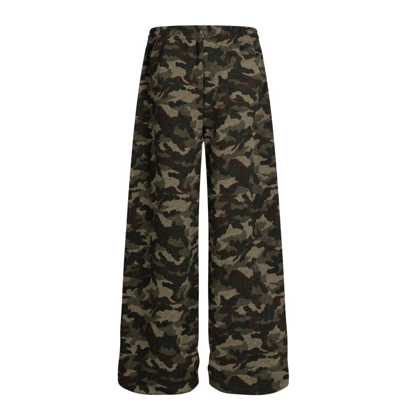 American-style streetwear harem pants Vintage Camo Red Graphic Draped Wide Leg