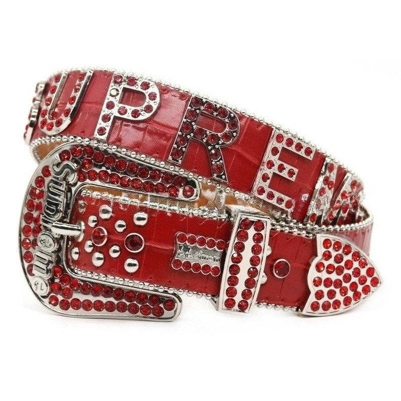 Hip-hop punk rhinestone belt punk letter decoration