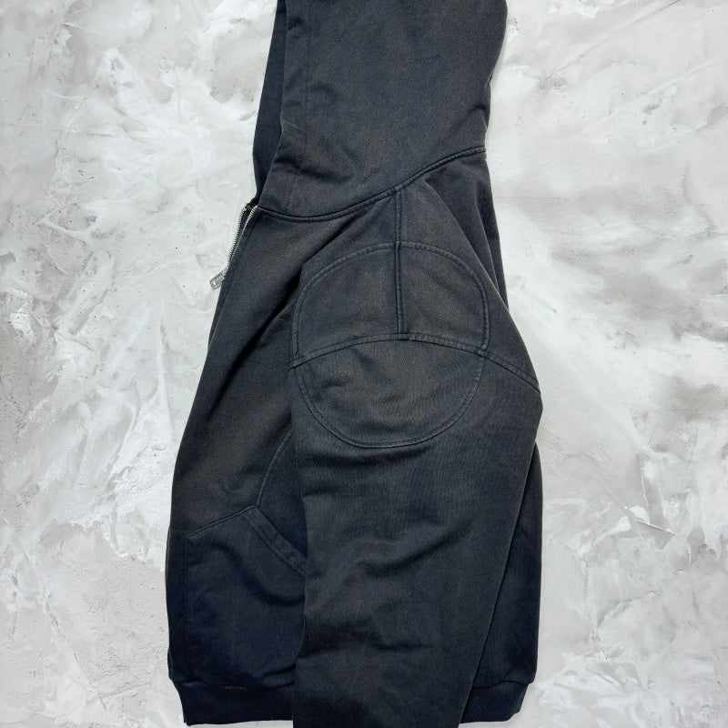 Unisex Vintage Hoodie ENFANTS RICHES DEPRIMES SS25: Oversized, relaxed-fit layered outerwear featuring a metallic, "dirty-style" spray-wash and distressed finish.
