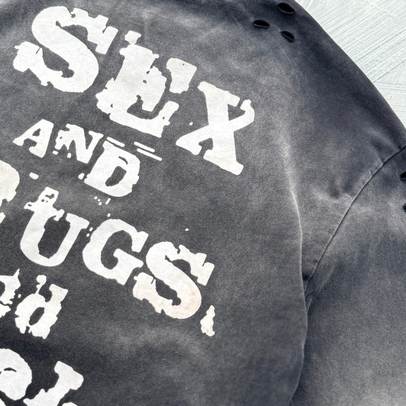 Unisex Vintage T Shirts Sex Pistols – Hand-distressed, washed, and vintage-finished at multiple points.