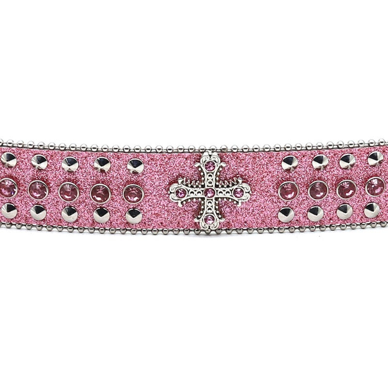 Hip-hop punk rhinestone belt y2k cross accessories