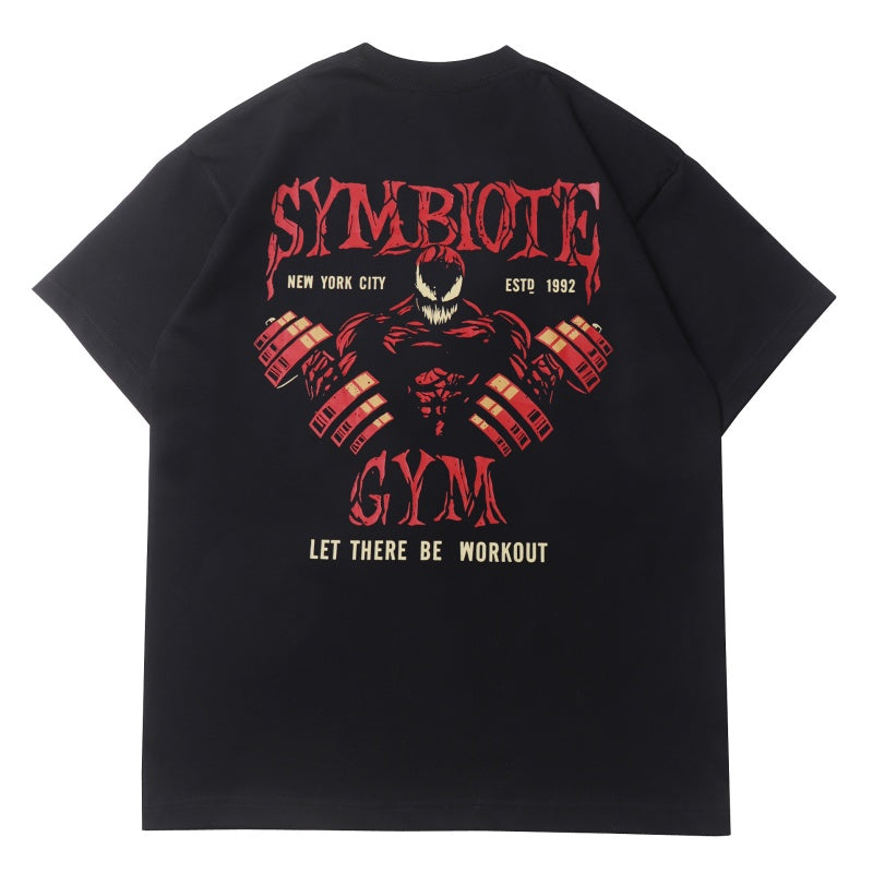 Mens T-shirt Vintage American-style Personalized weightlifting T-shirts with Venom-themed designs - quirky and fun.