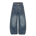 American-style streetwear harem pants Multi Rivet Stitch Barrel Denim
