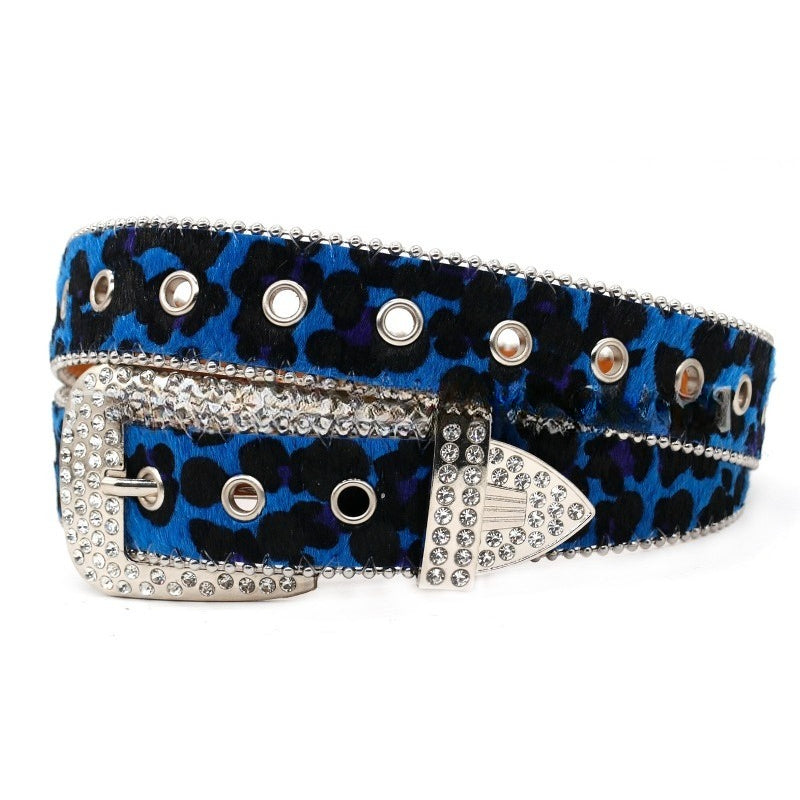 Hip-hop punk rhinestone belt skull wide belt