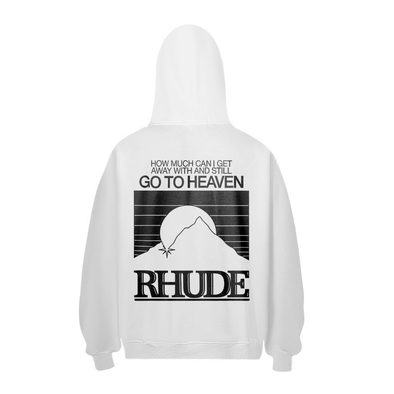 RHUDE Hoodie Distressed Sunset Mountain Verse Motif