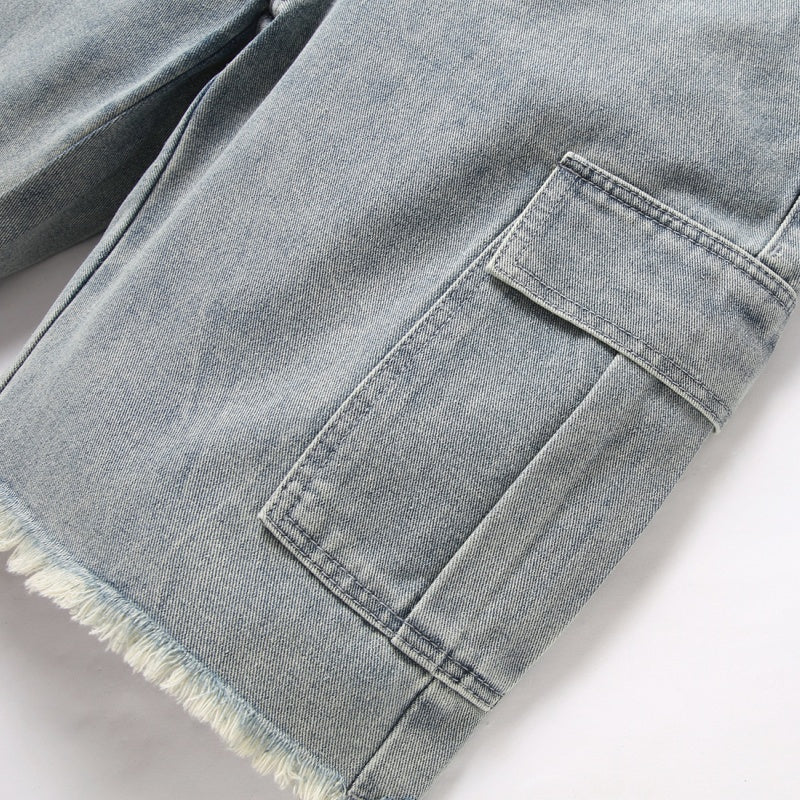 Denim shorts High-quality trendy casual pure cotton Non-stretch plus-size men's clothing