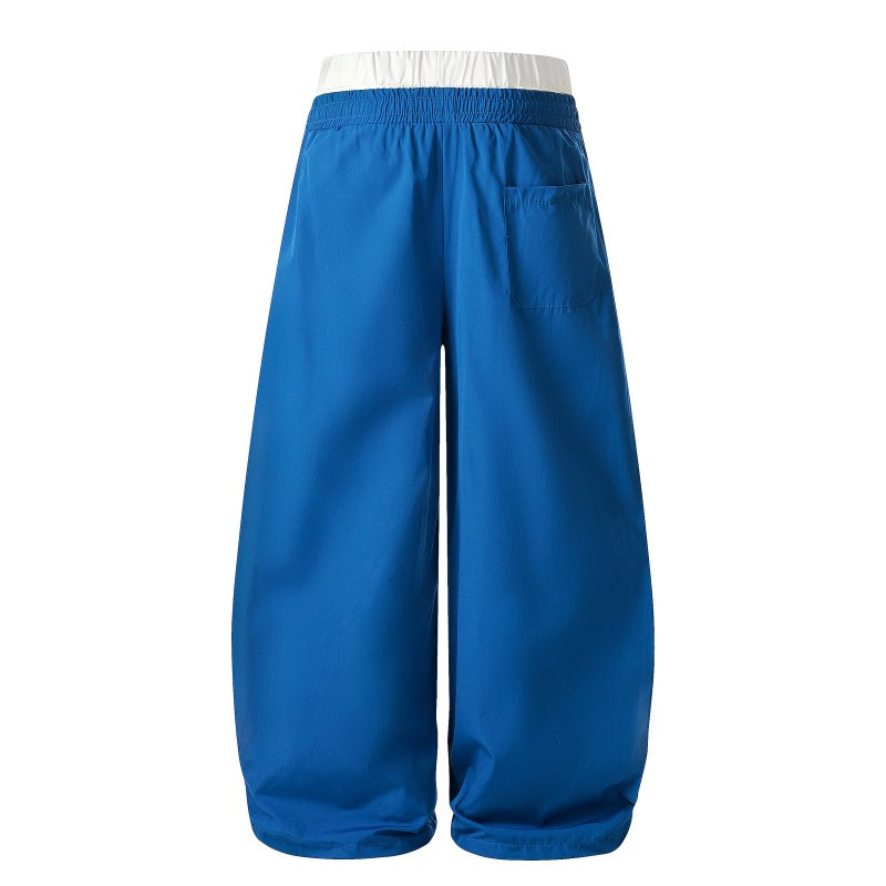 American-style streetwear harem pants Contrast Waist Number Print Parachute Pants