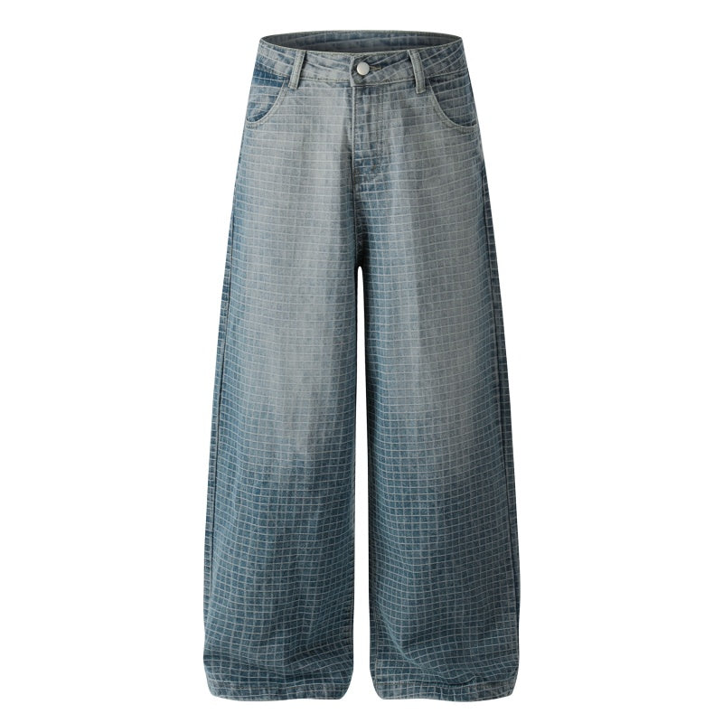 American-style streetwear harem pants Light Blue Wash Baggy Slacks