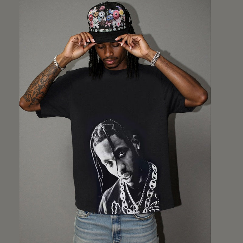 Mens T-shirt Travis Scott graphic print featuring his signature style