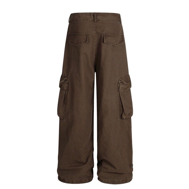 American-style streetwear harem pants Beaded Charm Multi-Pocket Cargo