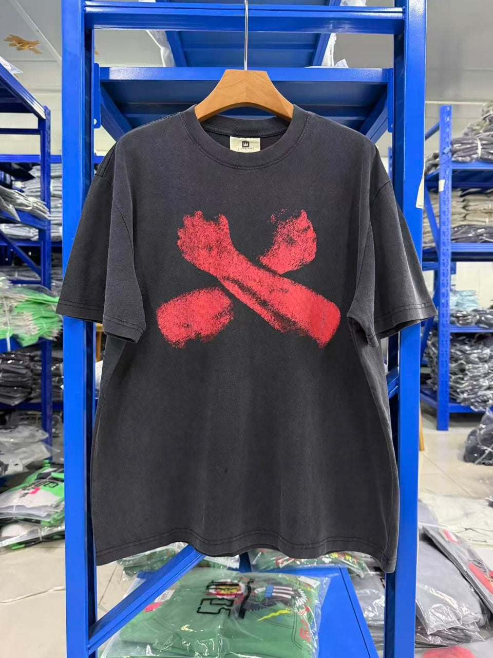 Vintage style washed summer wear T shirt Dual blades