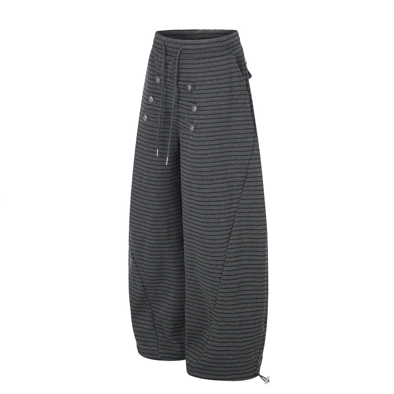 American-style streetwear harem pants Wavy rib fabric baggy street fit