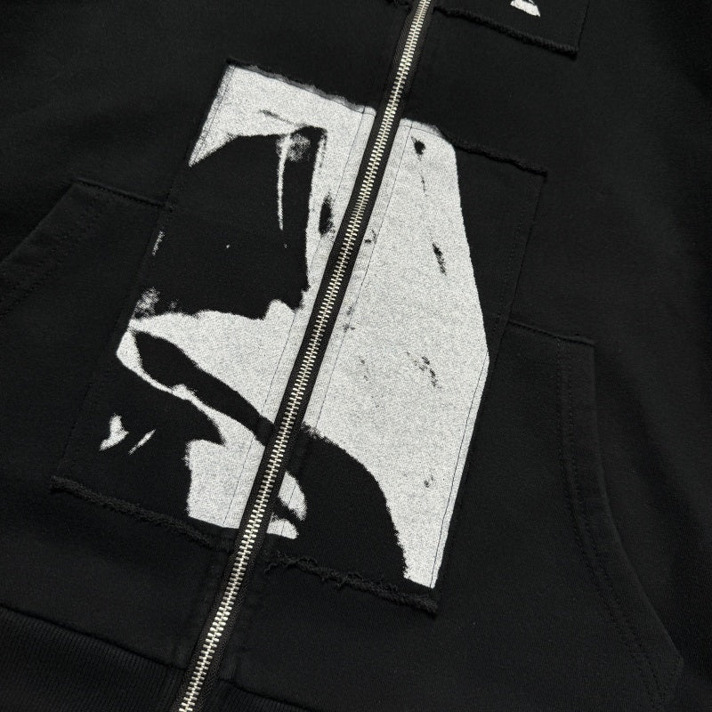 Unisex Vintage Hoodie ENFANTS RICHES DEPRIMES (ERD) – Oversized zip-up hoodie featuring Madonna illustrations, multiple patch prints, a washed/distressed finish, and a relaxed silhouette.