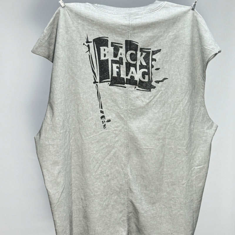 Unisex Vintage T Shirts Black Flag Limited Edition Washed Tank Top — Custom heavyweight brushed fabric with a vintage feel; unique cement-grey finish; white ink direct-to-garment print.