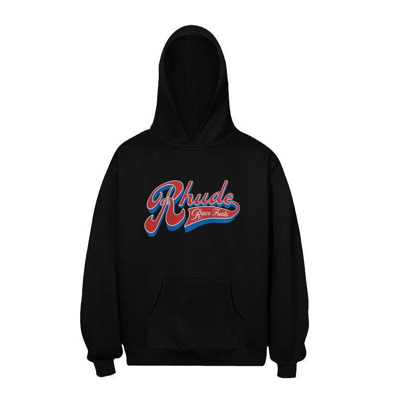 RHUDE Hoodie Retro Sporty Cursive Letter Print