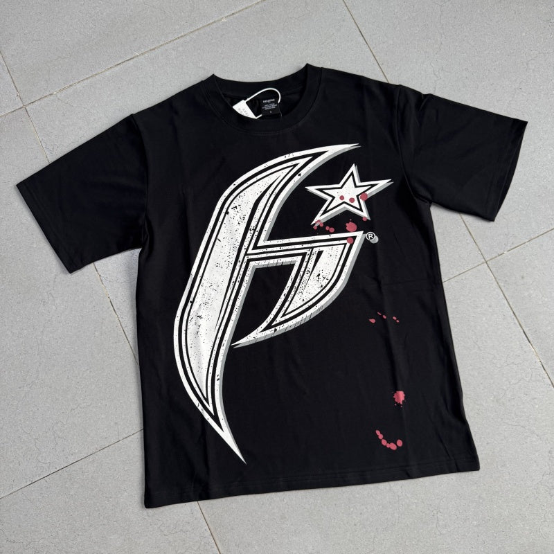 Vintage-style American T-shirt Sharp Angular Splattered Star Design