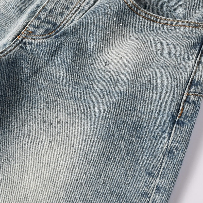 Purple brand Jeans High-quality pure cotton streetwear trousers Rhinestone-embellished straight-leg loose-fit
