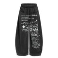 American-style streetwear harem pants Distressed Poem Graphic Baggy Drawstring Bottoms