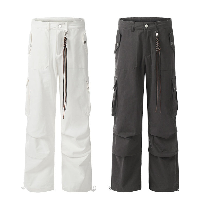American-style streetwear harem pants Braided Strap Multi-Pocket Cargo Pants