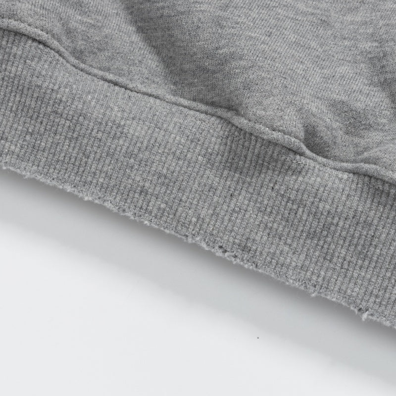 ERD Hoodie Light Gray Half-Zip Loose Top Minimal Red Script Chest Graphic