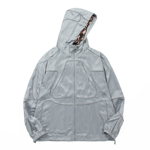 American-style baseball jacket American High-Street Hip-Hop "Alcatraz" / CRTZ Style Windbreaker & Reflective-Trim Set – Men's Camouflage Tech-Shell Jacket & Sportswear