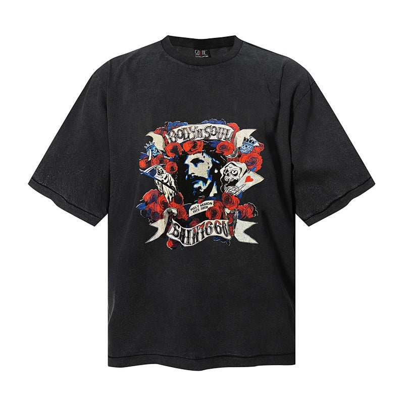 Saint Michael T Shirts Old School Tattoo Dark Aesthetic Distressed Streetwear Artwork