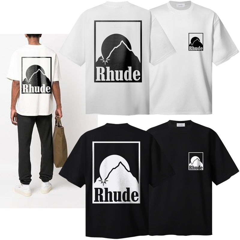 RHUDE T Shirts Outdoor Scenery Square Frame Design