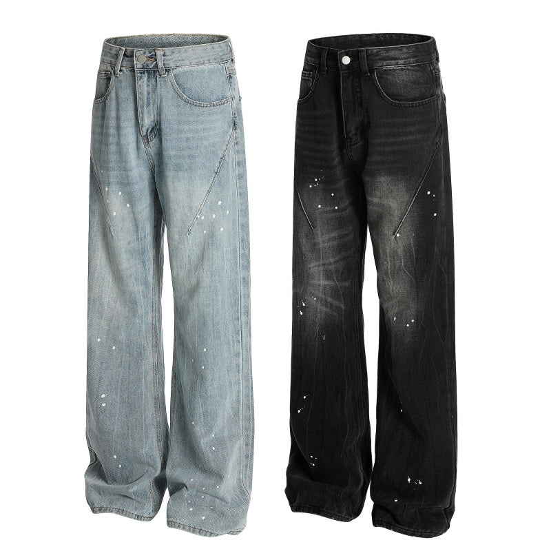 American-style streetwear harem pants Curved Seam Panel Faded Trousers