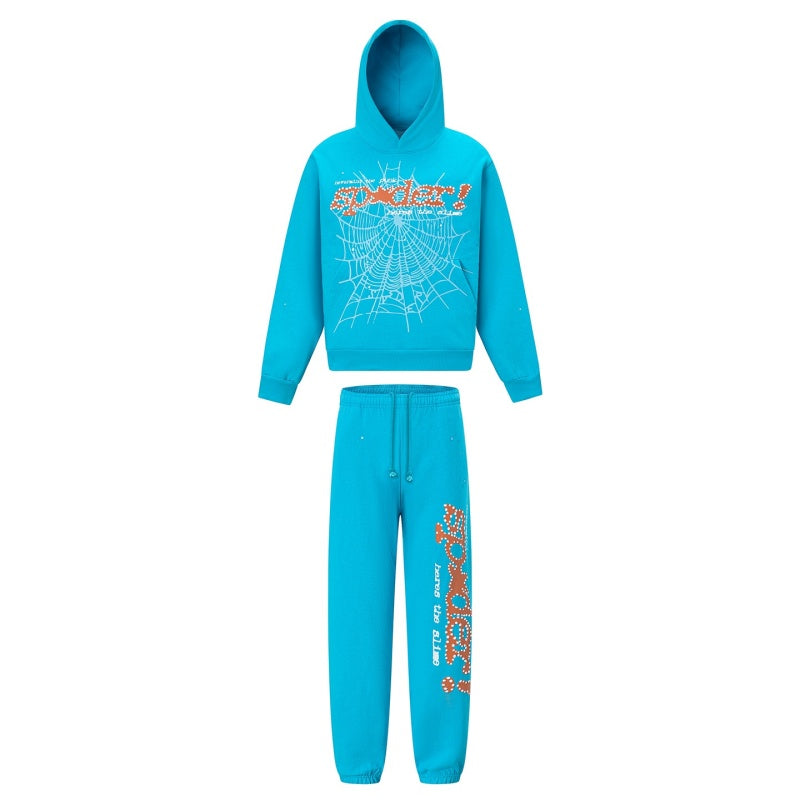 Spiderweb hoodie & sweatpants 2 piece set High-quality pure cotton for autumn and winter