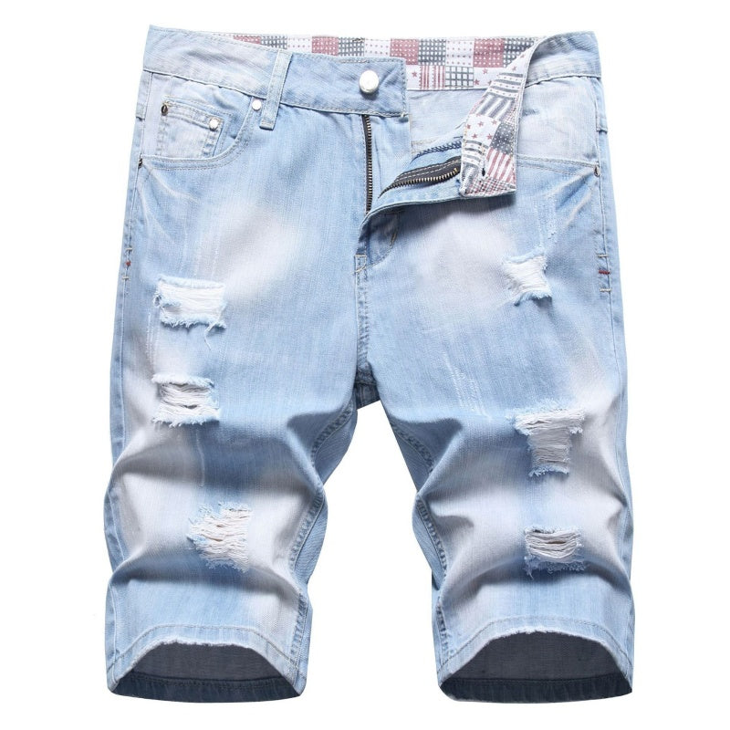Denim shorts High-quality trendy casual pure cotton Non-stretch plus-size men's clothing