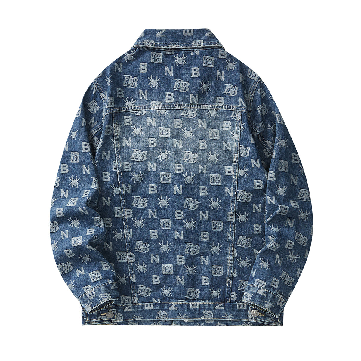 Denim Jacket & Jeans High-Street Trend Retro Casual Matching Monogram Graphic Trucker Jacket and Slim-Fit Pants Outfit (jacket and jeans must be purchased separately.)